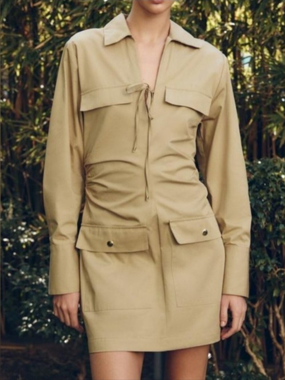 Zara Cotton Tan Utility Dress
